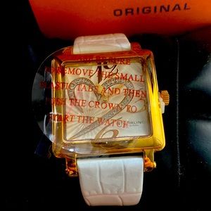 brand new stuhrling watch with leather white band